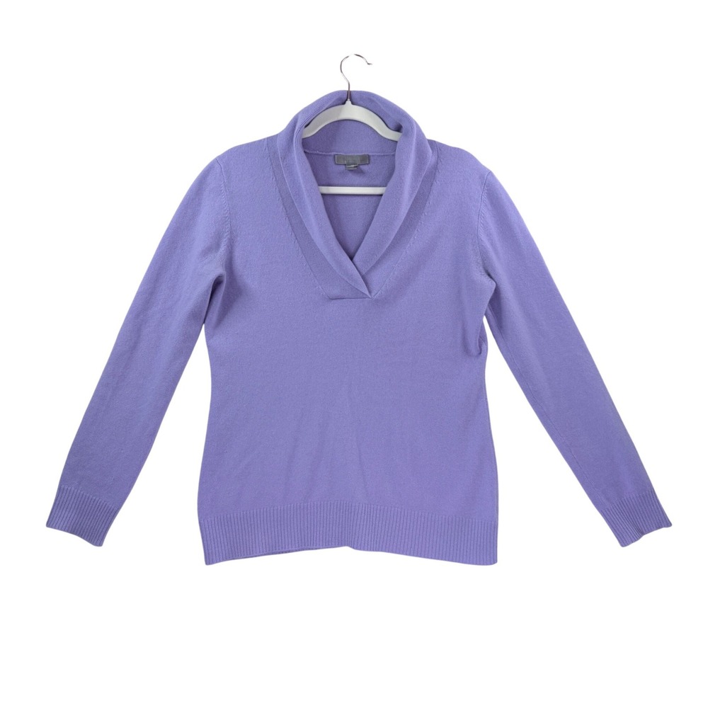 Charter Club Cashmere Sweater Women Medium Purple Excellent Shawl Collar V-Neck